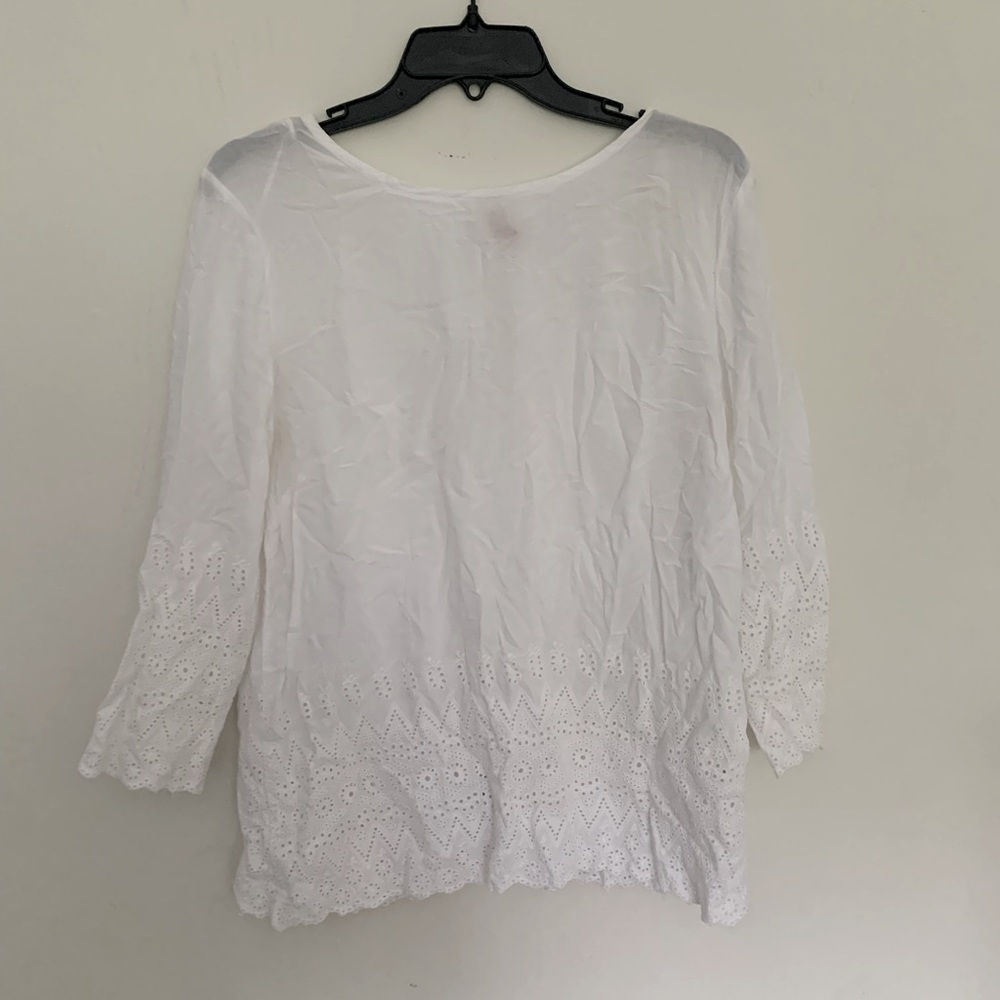 H&M DIVIDED White Eyelet Blouse with Back Detail